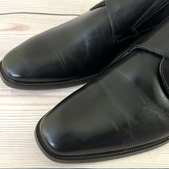 Florsheim Ravello Mens 9.5M Black Leather Monk Strap Dress Shoe Plain Toe Loafer - Picture 3 of 16